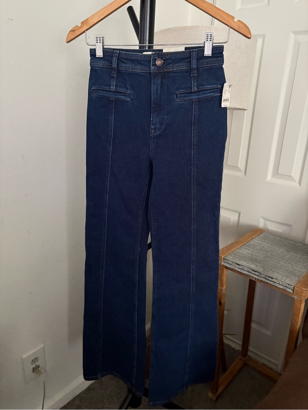 NWT FREE PEOPLE WE THE FREE Firecracker Flare Jeans | Holiday Tartan MSRP $168 - Picture 9 of 10
